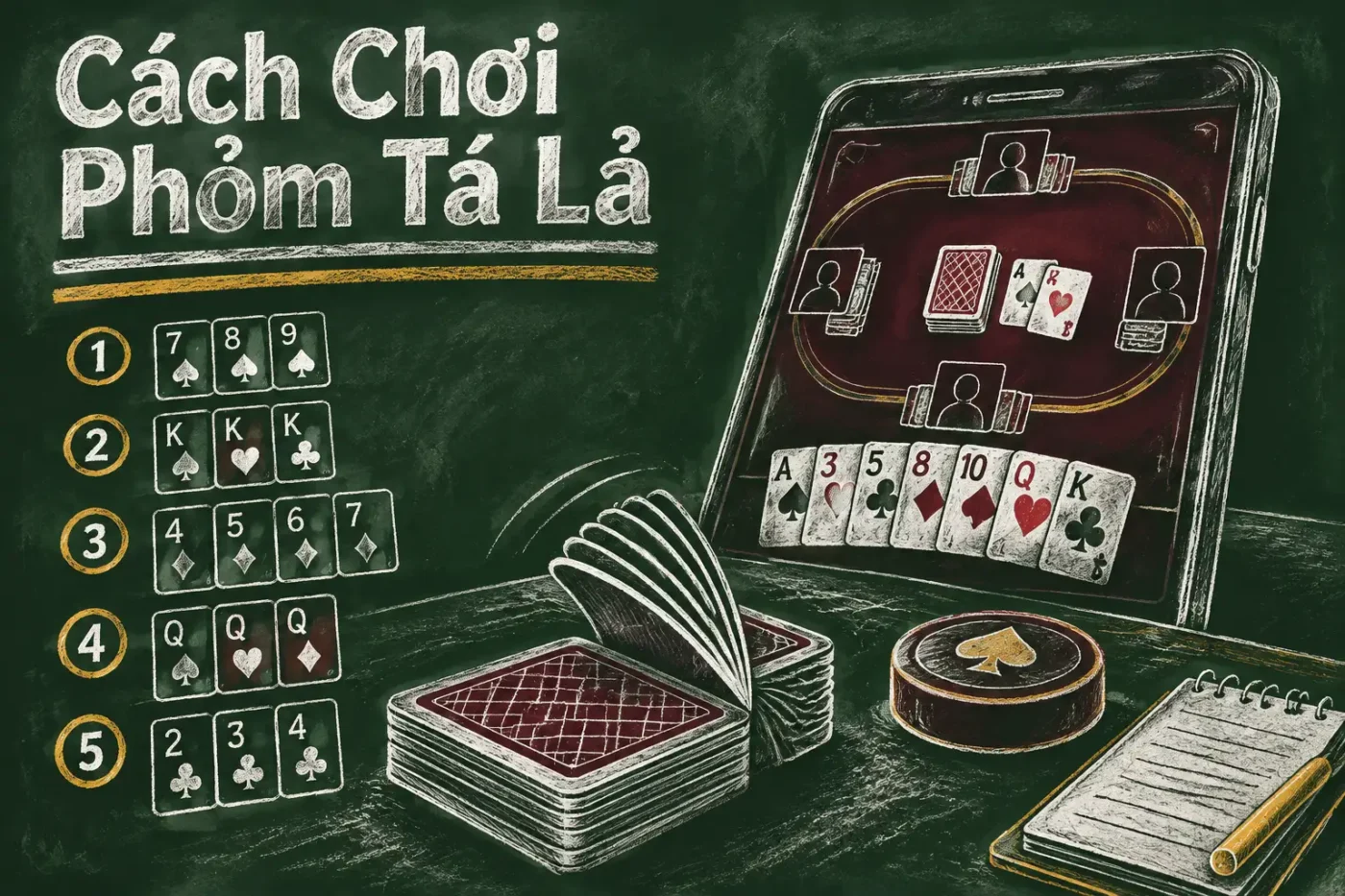 Phỏm tá lả là một trò chơi bài rất phổ biến tại Việt Nam - Cách Chơi Phỏm Tá Lả