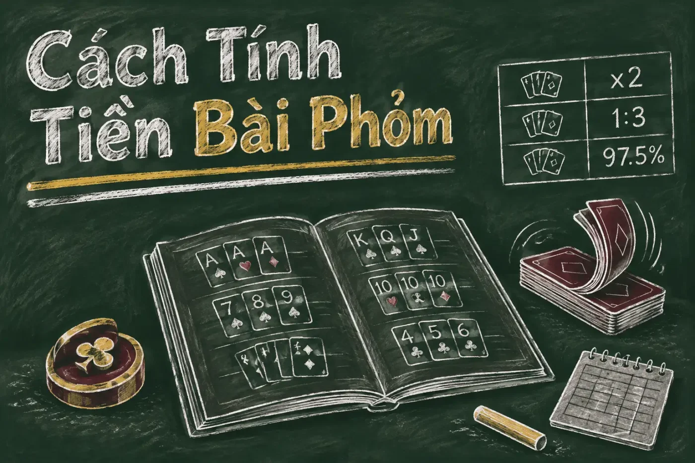 Phỏm (hay còn gọi là tá lả) thường chơi với bốn người - Cách Tính Tiền Bài Phỏm